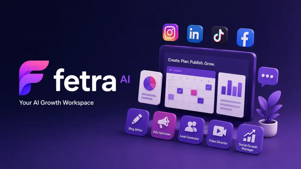 Fetra AI social media management represented by a premium abstract growth pathway.