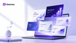 Gamma AI presentation maker for creating slide decks pitch decks documents websites and visual content