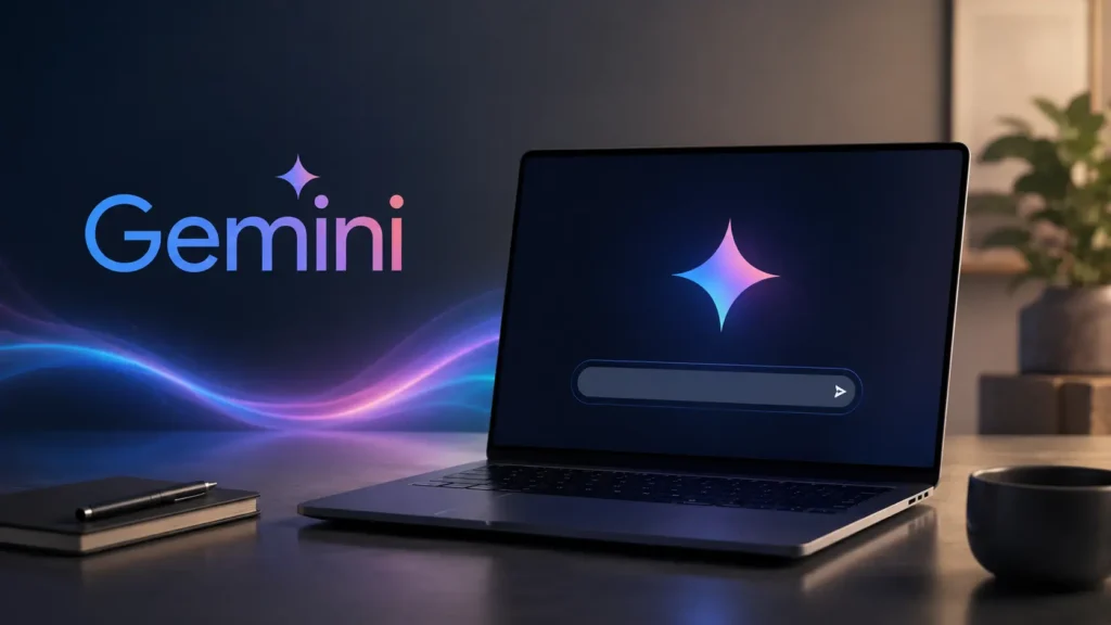 Gemini AI tool 2026 showing Google AI assistant features for writing search research coding and productivity