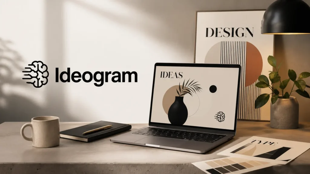 Ideogram AI tool 2026 showing AI image generator features for text logos posters branding and creative designs