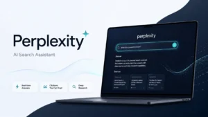 Perplexity AI tool 2026 showing AI search assistant features for real-time answers research citations and productivity