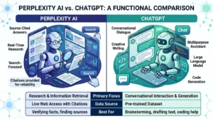 Perplexity AI vs ChatGPT comparison showing features, pricing, and performance.