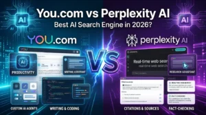 You.com vs Perplexity AI comparison showing AI search engine features and research capabilities
