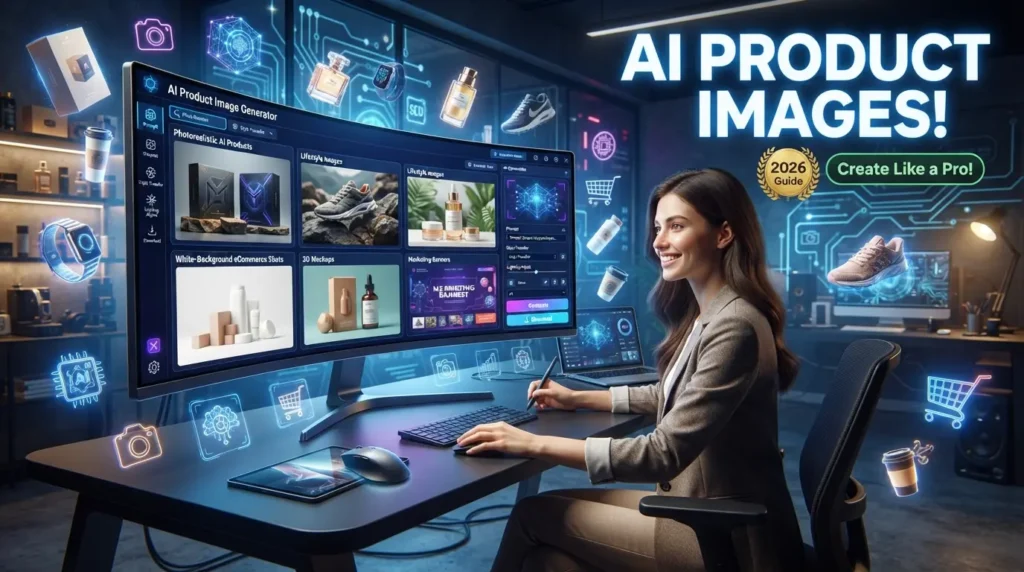 AI-generated product photography featuring realistic product images, mockups, lifestyle scenes, and eCommerce marketing visuals.