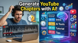 AI generating YouTube video chapters with automatic timestamps and SEO-friendly section titles