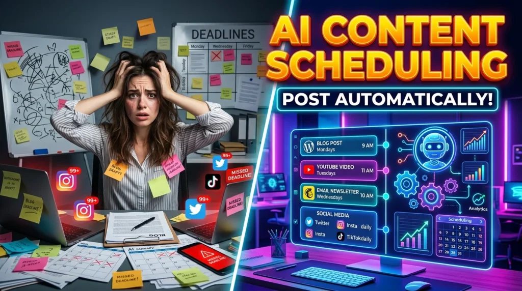 AI scheduling content across social media, blogs, and marketing platforms