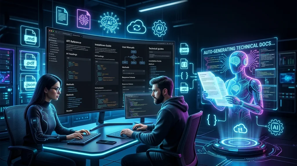 Technical writer creating software documentation with AI assistance