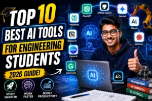 Engineering student using AI tools on a laptop for coding, research, mathematics, and project development.
